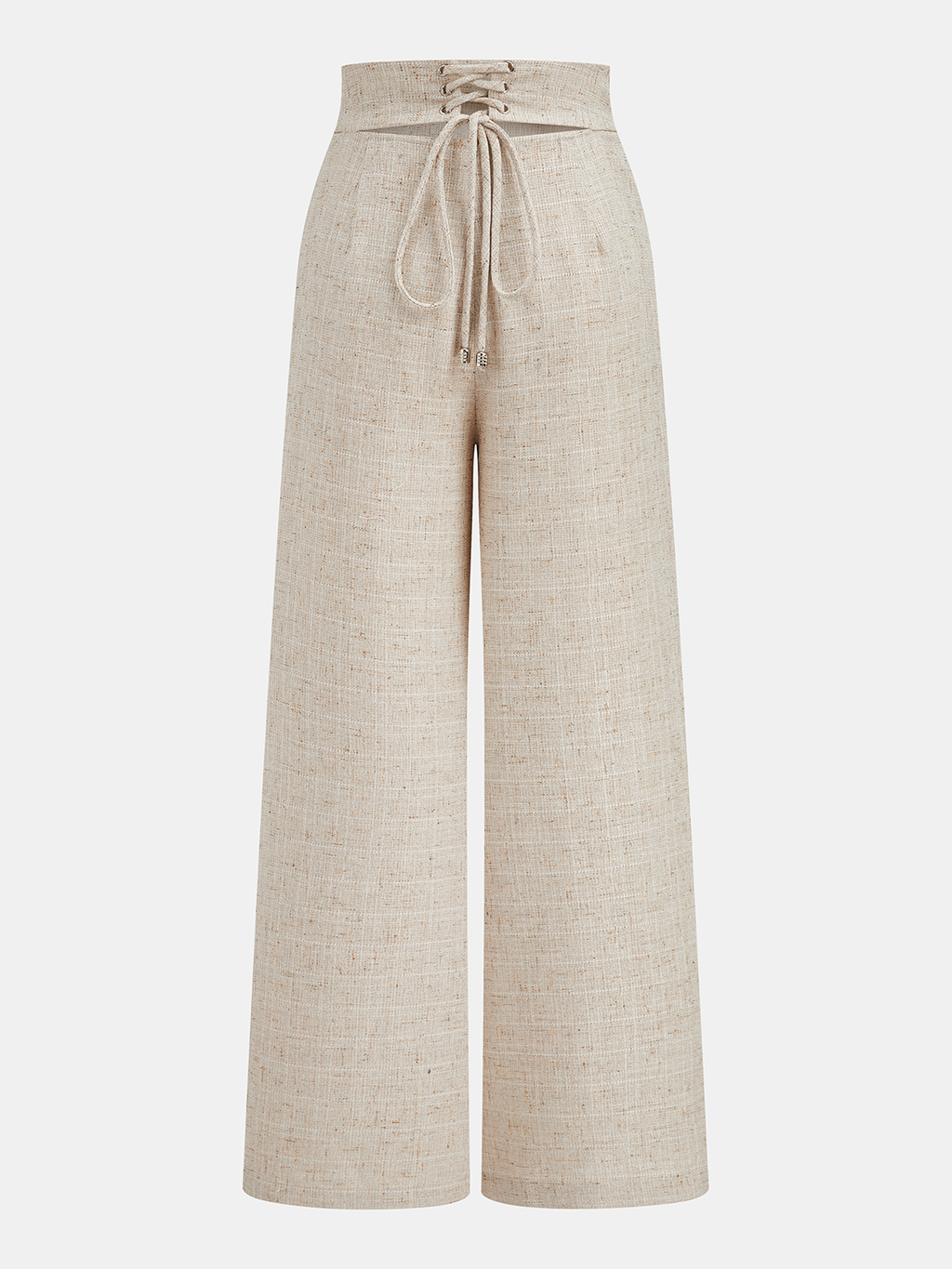 Hose mit Textur, Überlappungsdetails, Schnürung in der Taille und weitem Bein