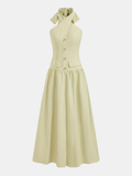 Neckholder Maxikleid aus Baumwolle mit tailliertem Schnitt