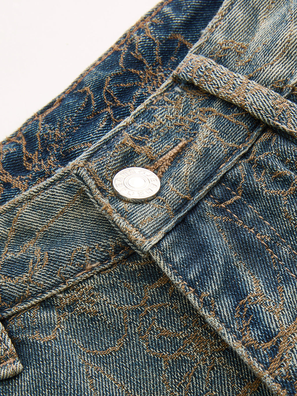 Jacquard Wide Leg Denim Pants