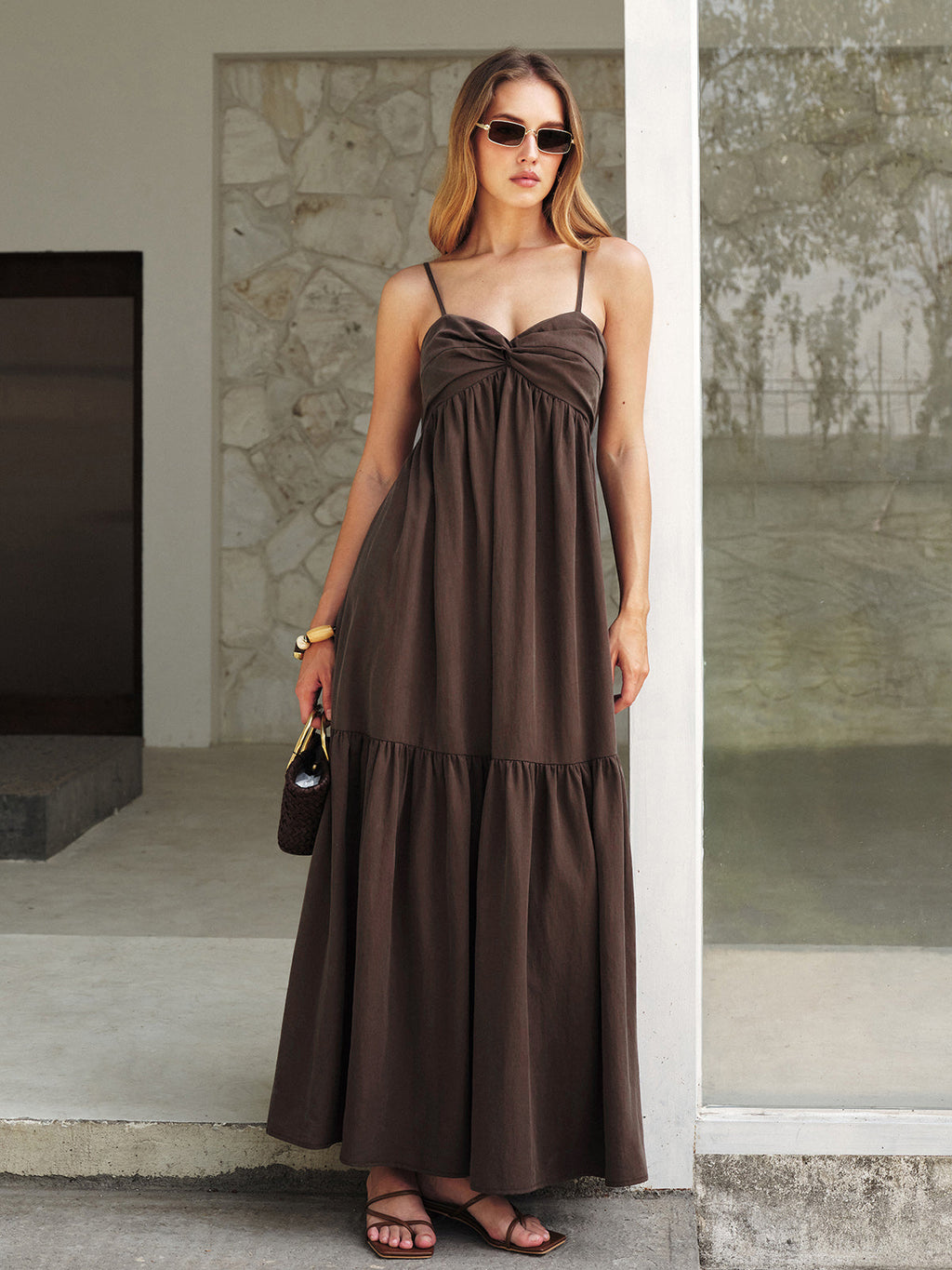 Maxikleid mit Twist-Detail vorne