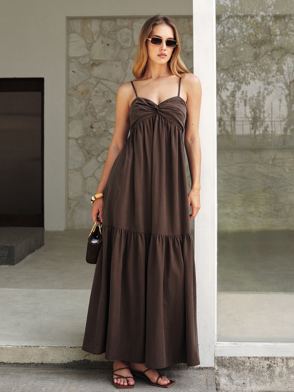 Twist Front Cami Maxi Dress