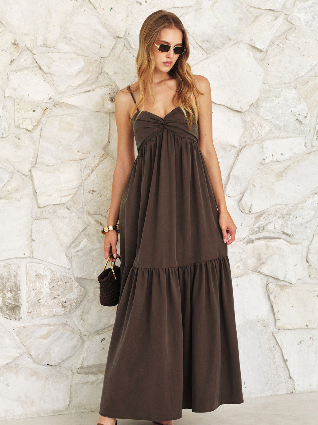 Maxikleid mit Twist-Detail vorne