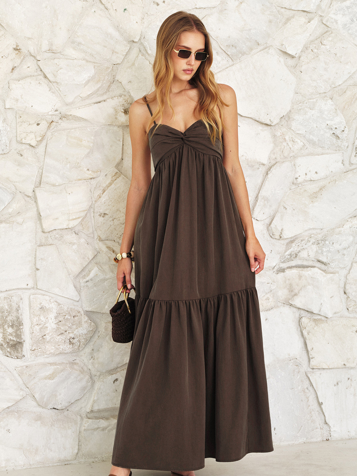 Twist Front Cami Maxi Dress