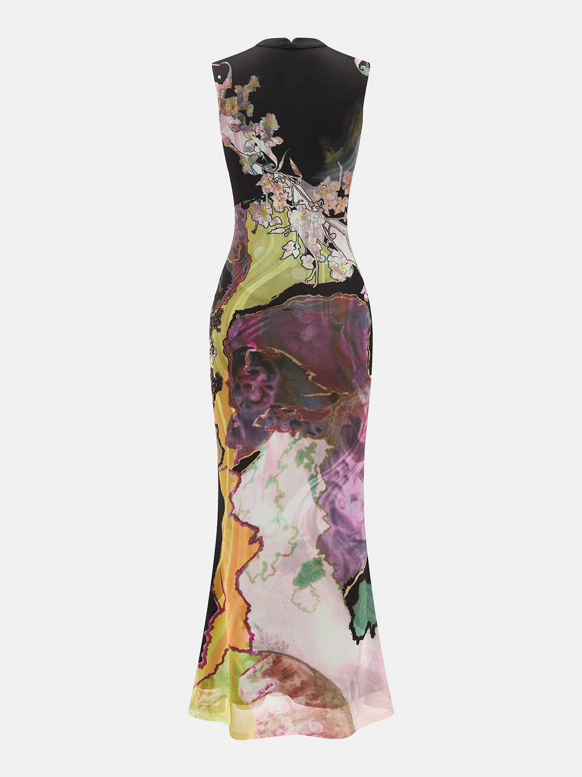 Robe longue Qipao fleurie sans manches