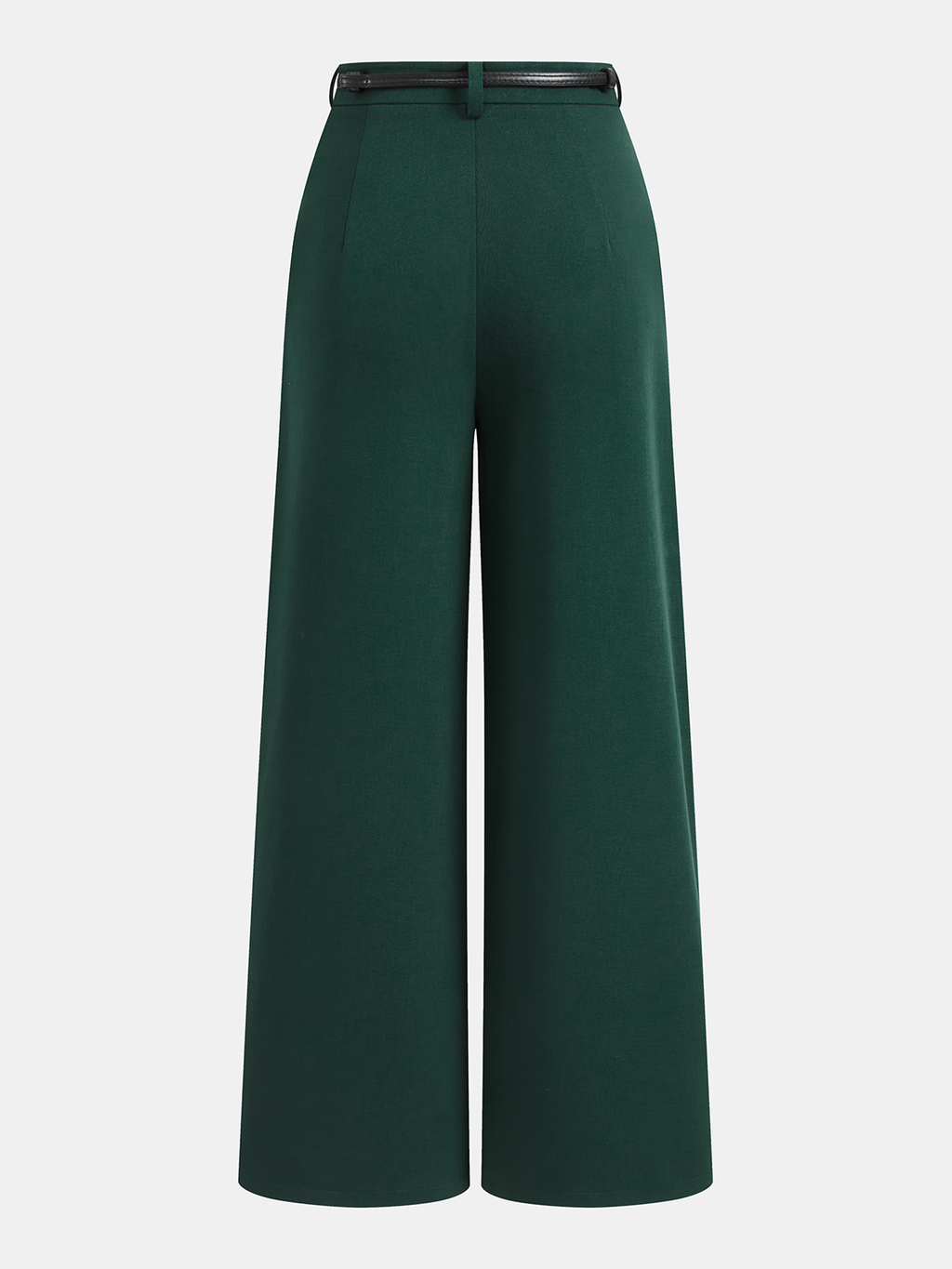 Hose mit hohem Bund, Gürtel, Falten und weitem Bein