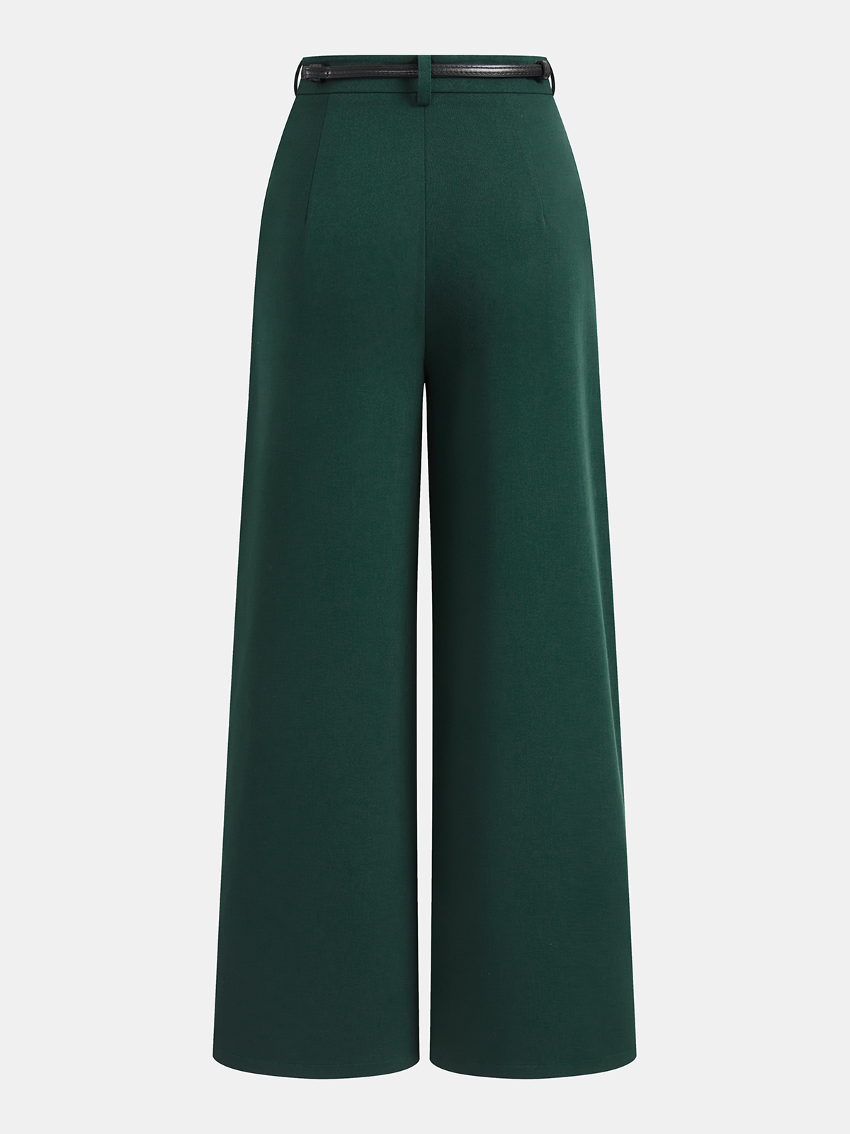 Hose mit hohem Bund, Gürtel, Falten und weitem Bein