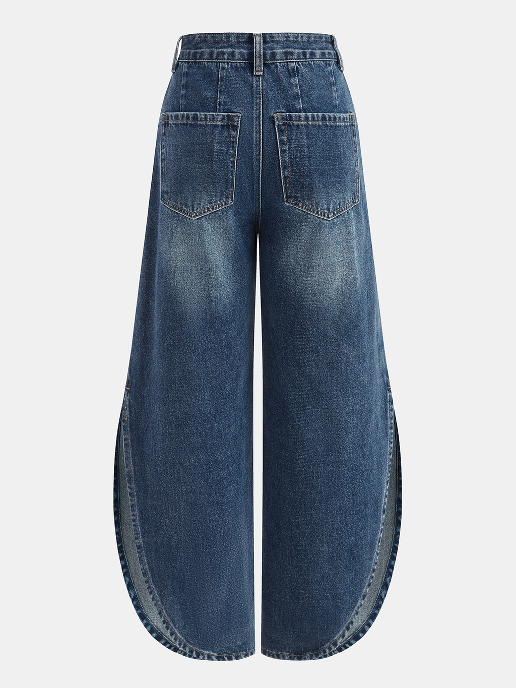 Jeans mit weitem Bein, seitlichem Schlitz und mittlerer Bundhöhe