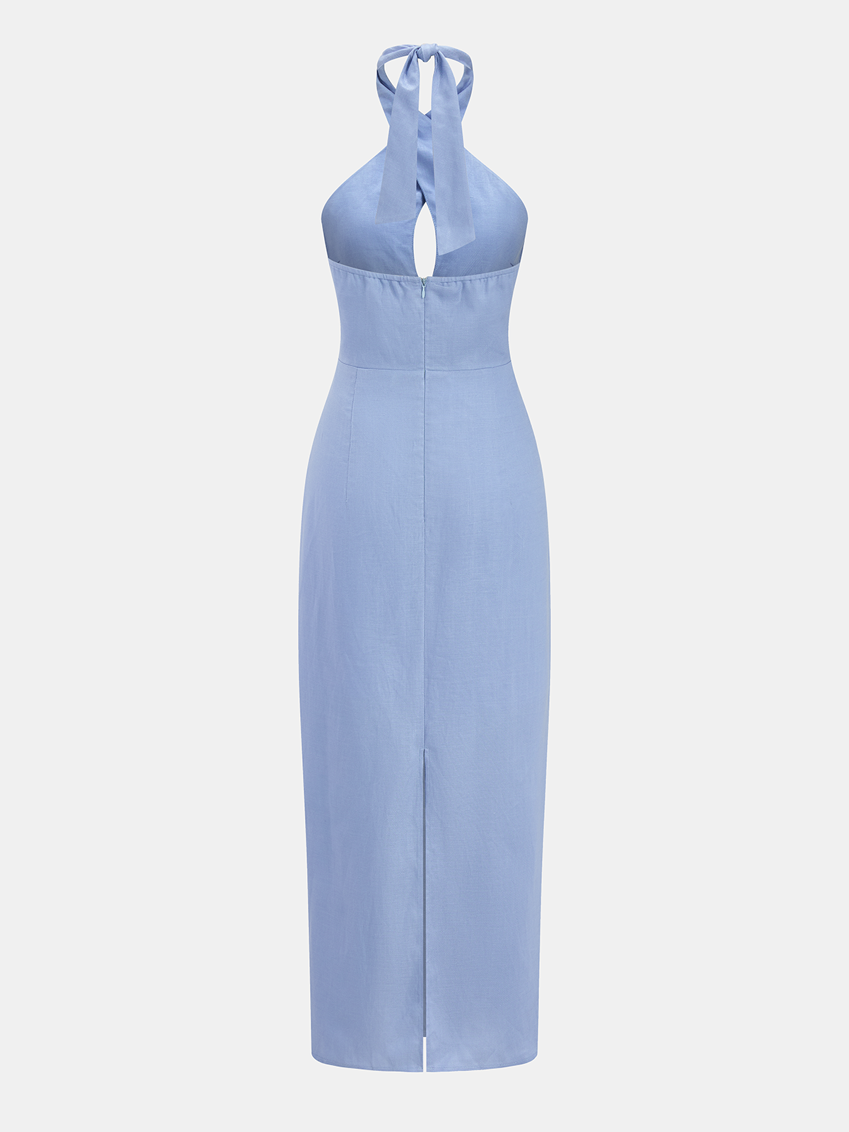 Trägerloses Midikleid aus Leinenmix mit Cut-Outs