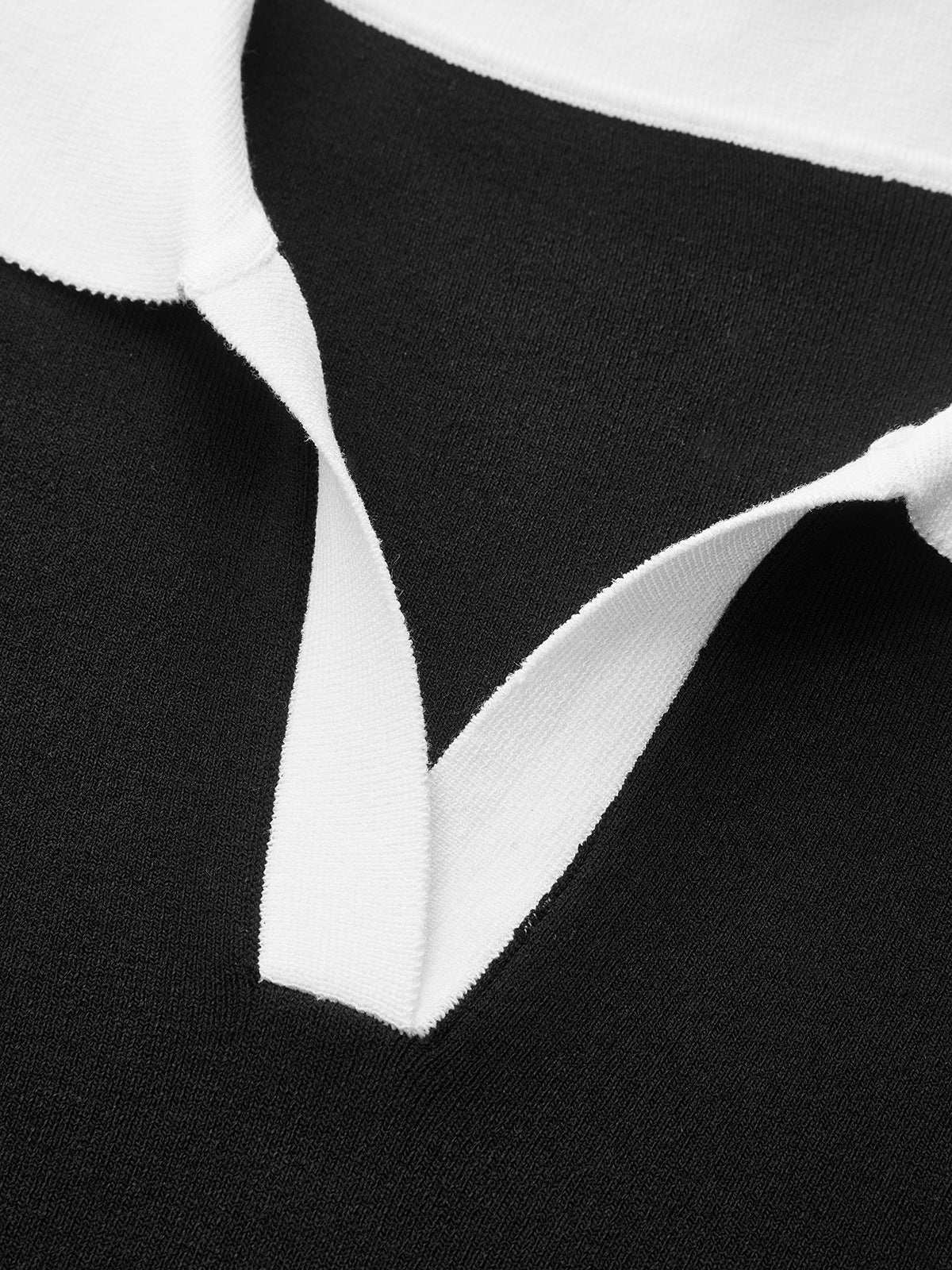 Kontrastkragen Strick-Maxikleid mit kurzen Ärmeln