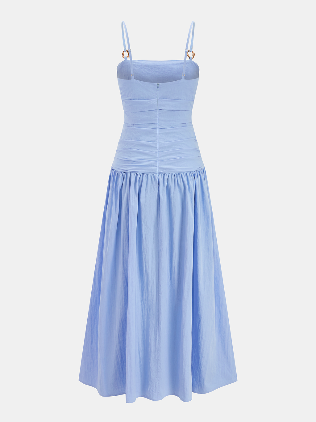 Robe Caraco Froncée en Mélange de Coton à Anneau Métallique