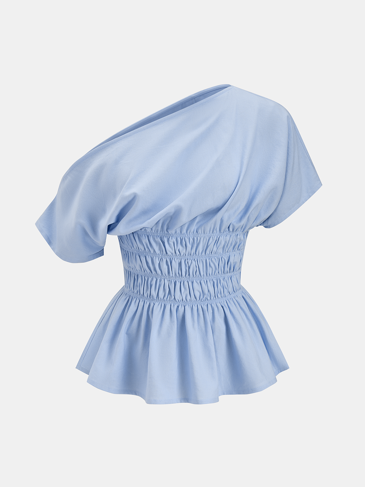 Ensemble Top Peplum Froncé Épaules Dénudées et Short