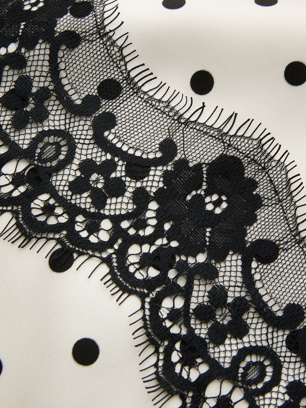 Jupe midi asymétrique en dentelle à pois
