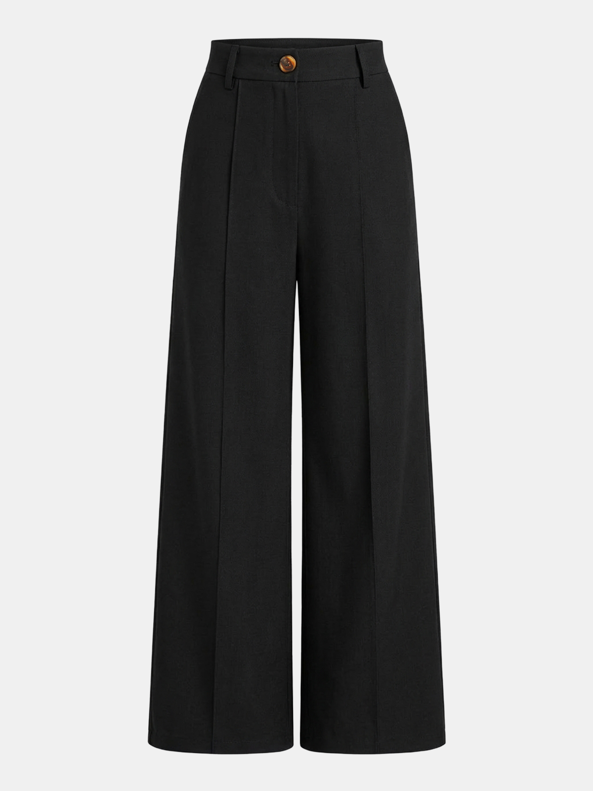 Pantalon large taille mi-haute en mélange de lin