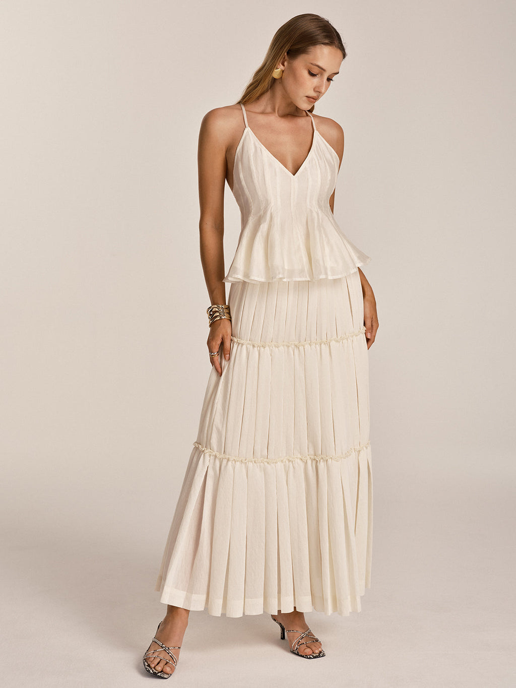 Peplum Cami Top & Tiered Maxi Skirt Set