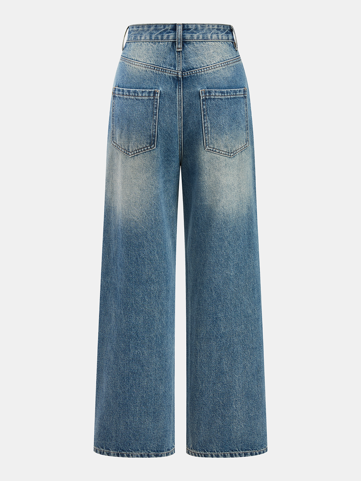 Asymmetrische Jeans mit weitem Bein und Bund