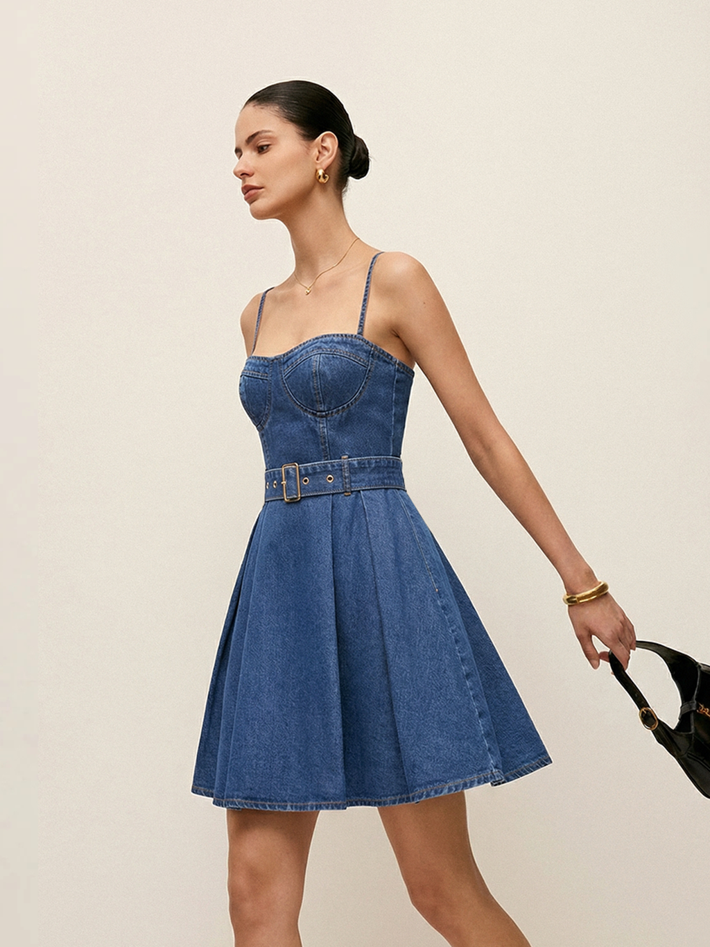 Jeans-Cami-Minikleid mit Gürtel