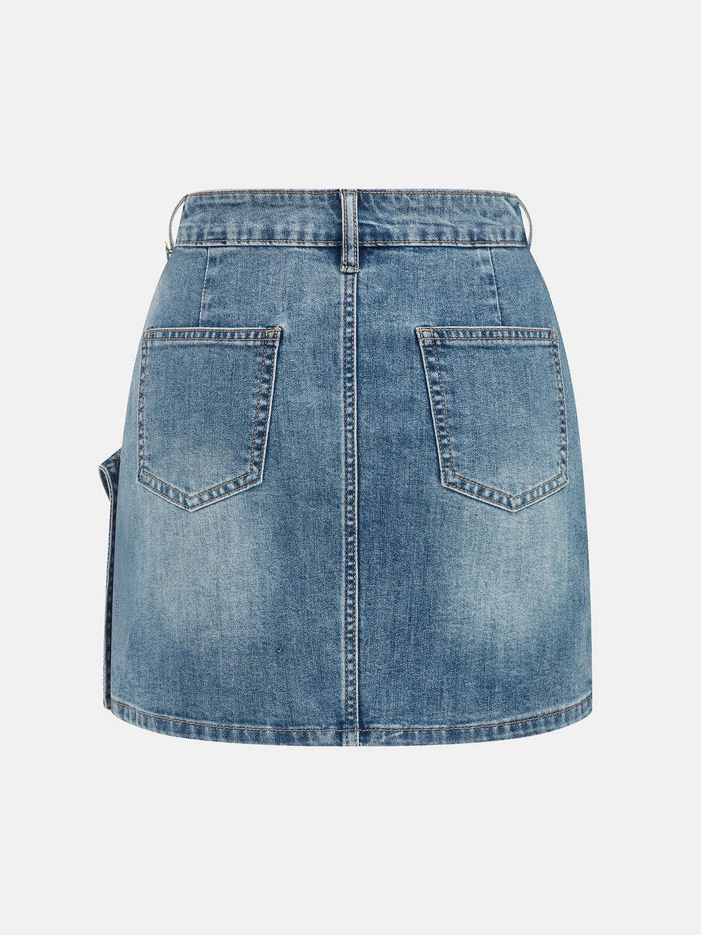 Mini-jupe en jean asymétrique superposée