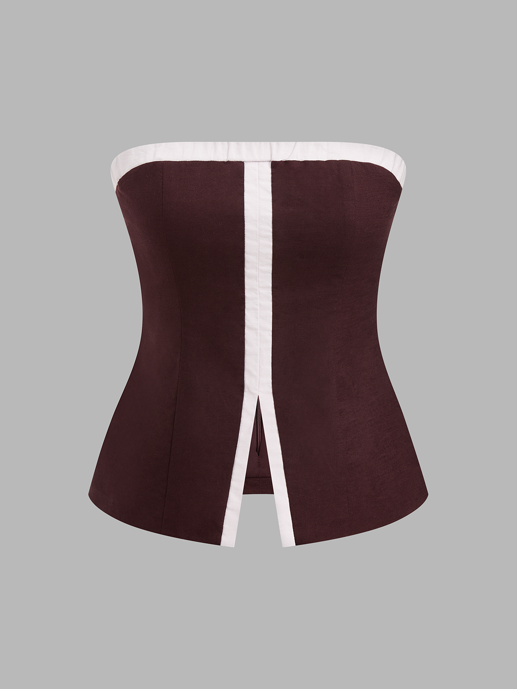 Ensemble haut tube et pantalon en coton et lin à bordures contrastantes