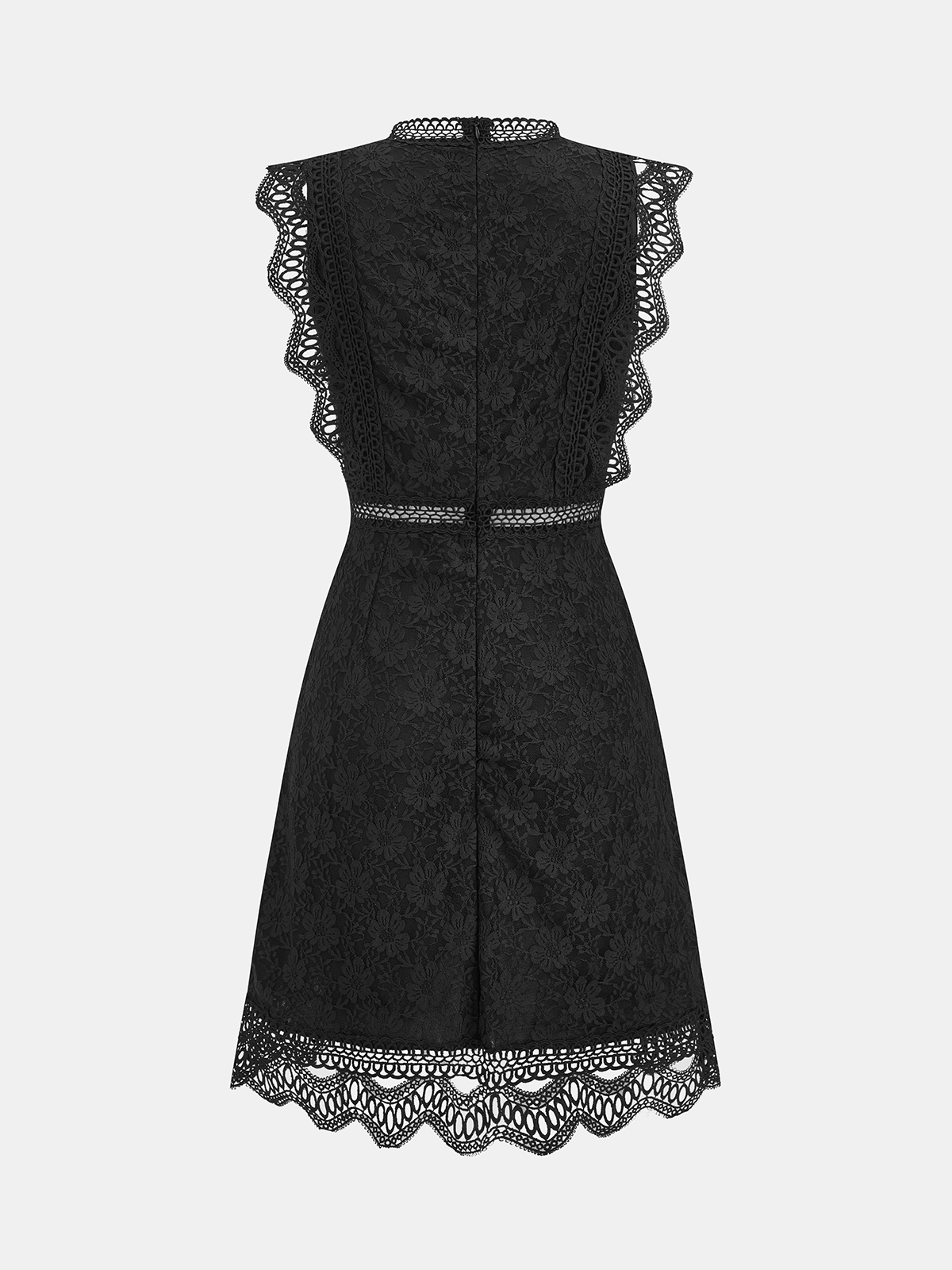 Ärmelloses A-Linien-Kleid mit Muschelsaum aus Spitze