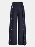 Eyelet Detail Wide Leg Pants