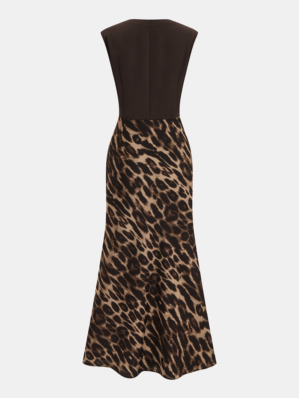 Robe longue sans manches imprimé léopard