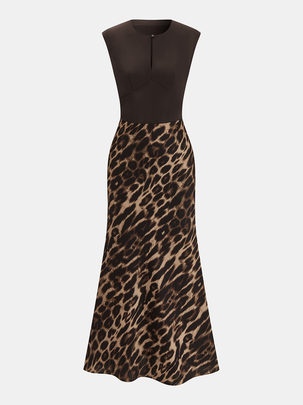 Robe longue sans manches imprimé léopard