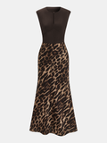 Robe longue sans manches imprimé léopard
