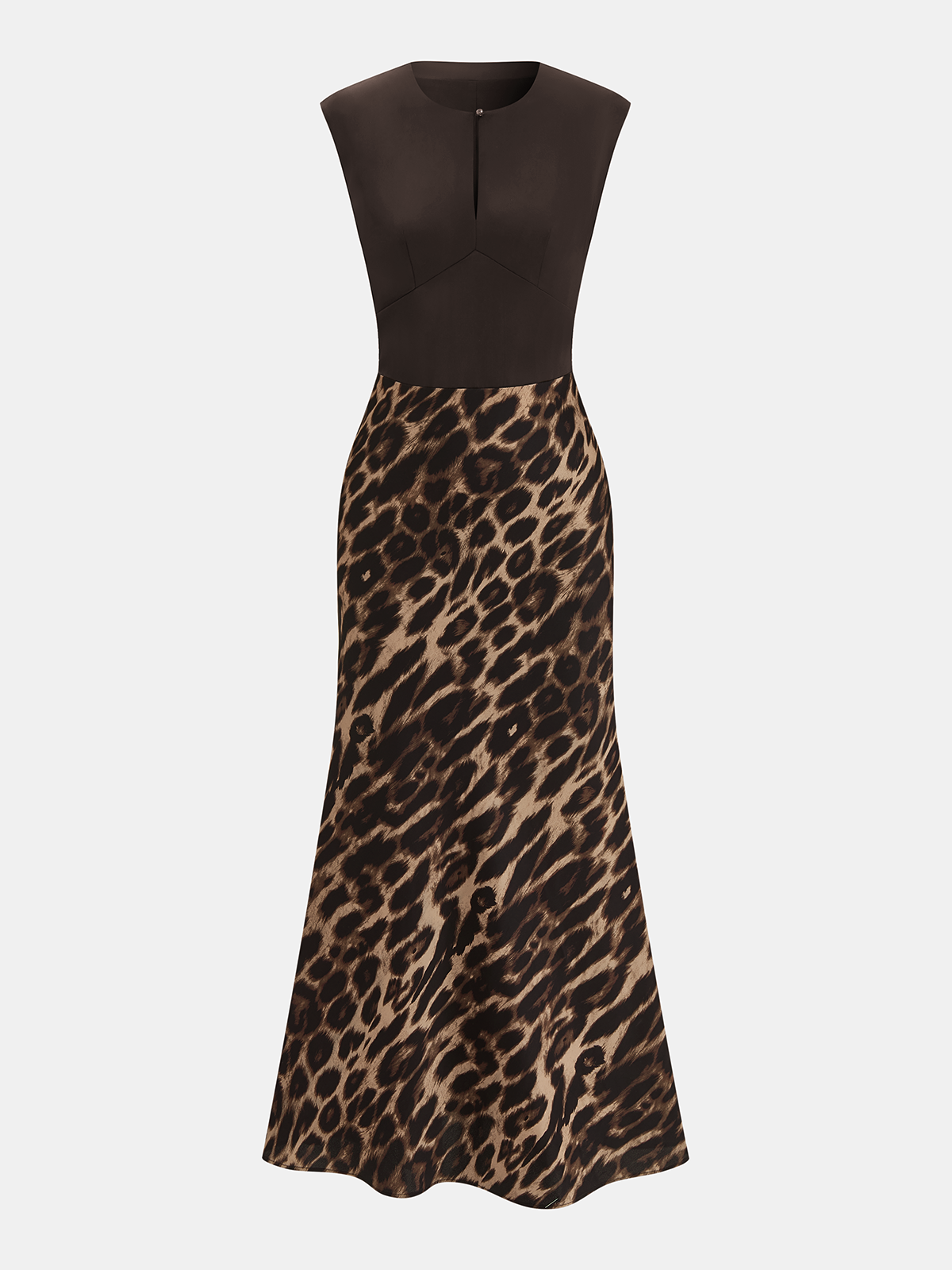 Ärmelloses Maxikleid mit Leopardenmuster