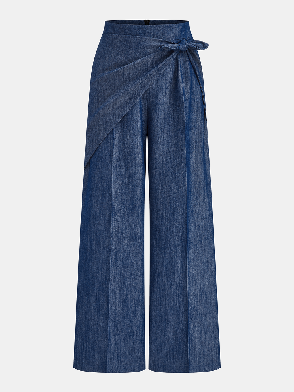 Asymmetric Knot-Waist Wide Leg Pants