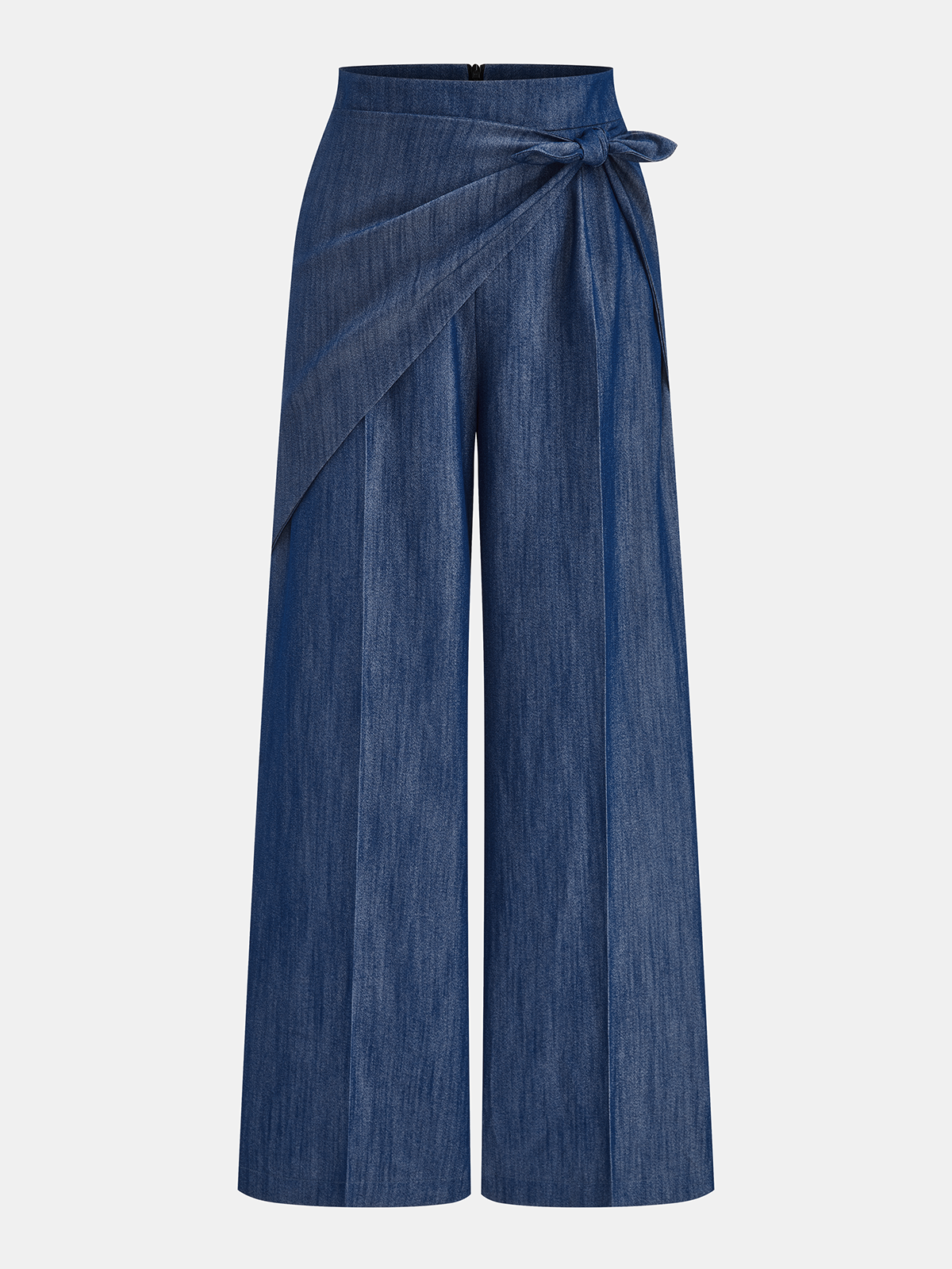Pantalon large à taille nouée asymétrique