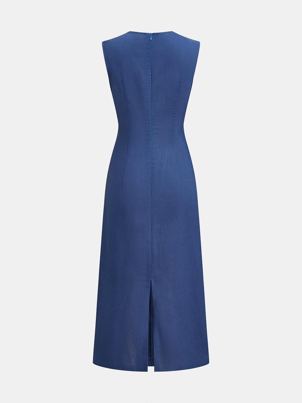 Ärmelloses Midikleid aus Leinenmix mit Metalldetails