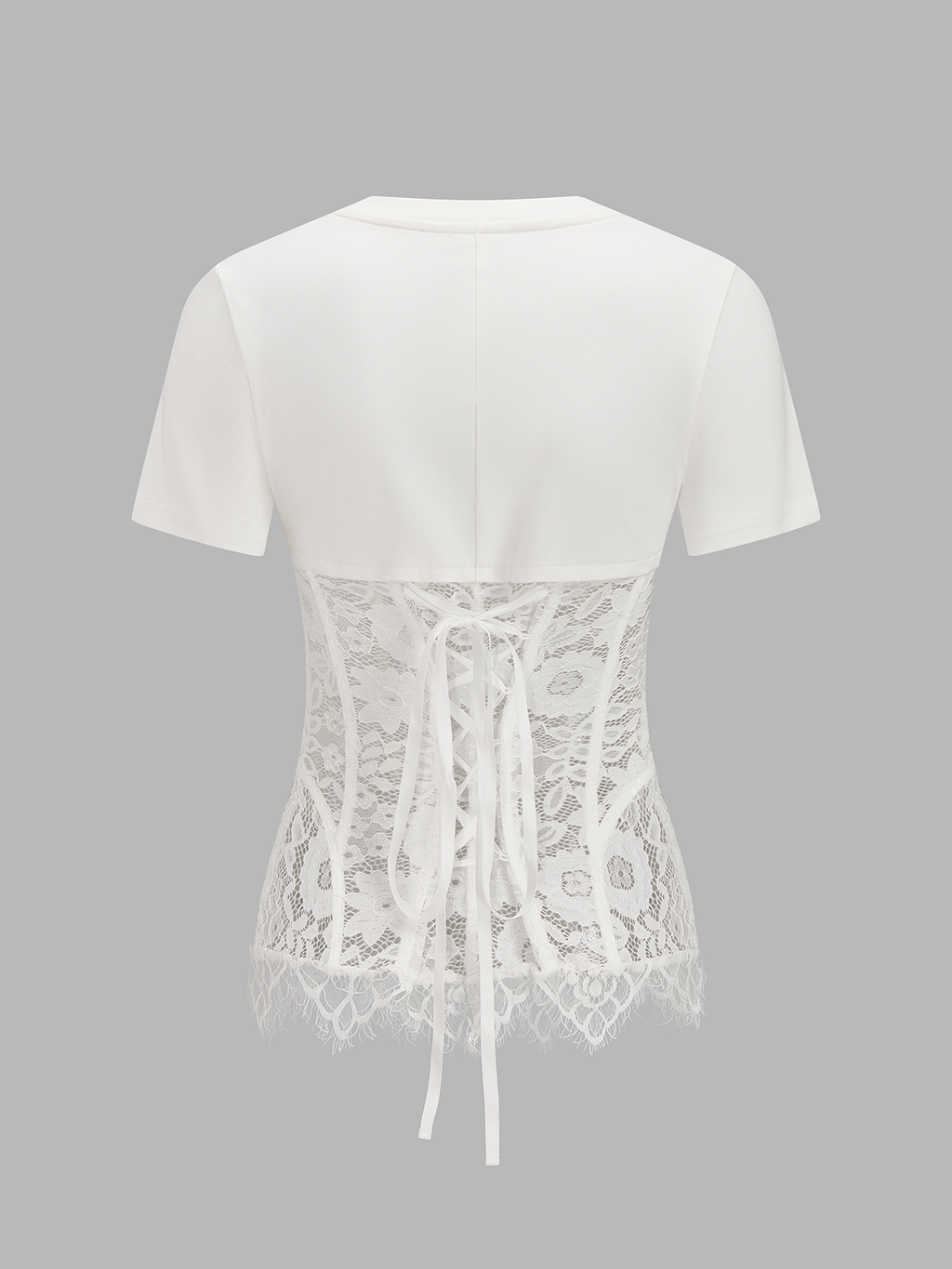 T-shirt à manches courtes et corset en dentelle