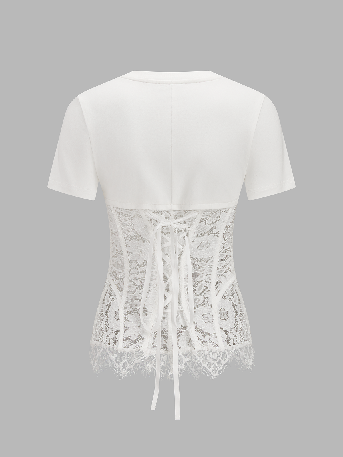T-shirt à manches courtes et corset en dentelle