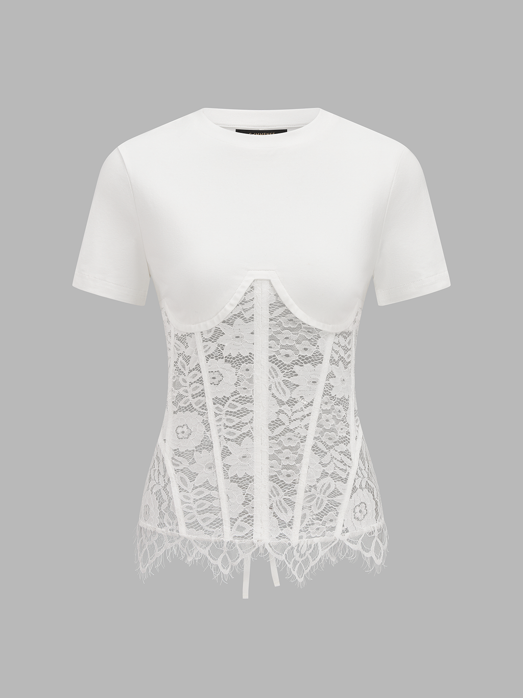 T-shirt à manches courtes et corset en dentelle