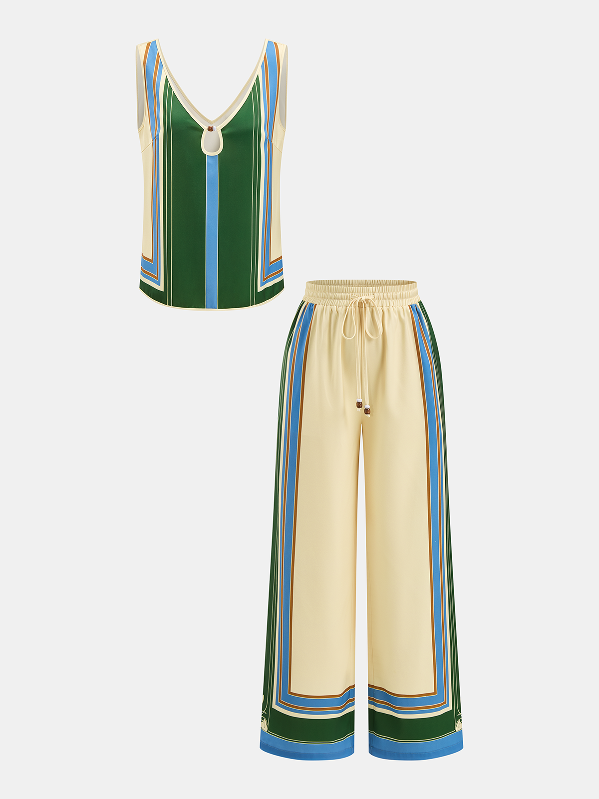 Set aus geometrisch gemustertem Cami-Top und weiter Hose