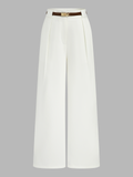 Belted Mid Waist Wide Leg Pants