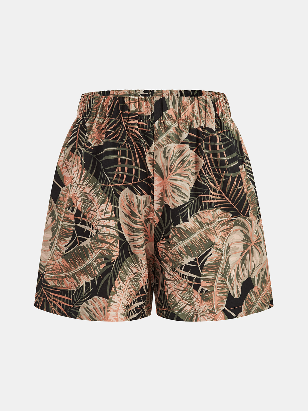 Tropical Leaf Print Halter Crop Top & Shorts Set