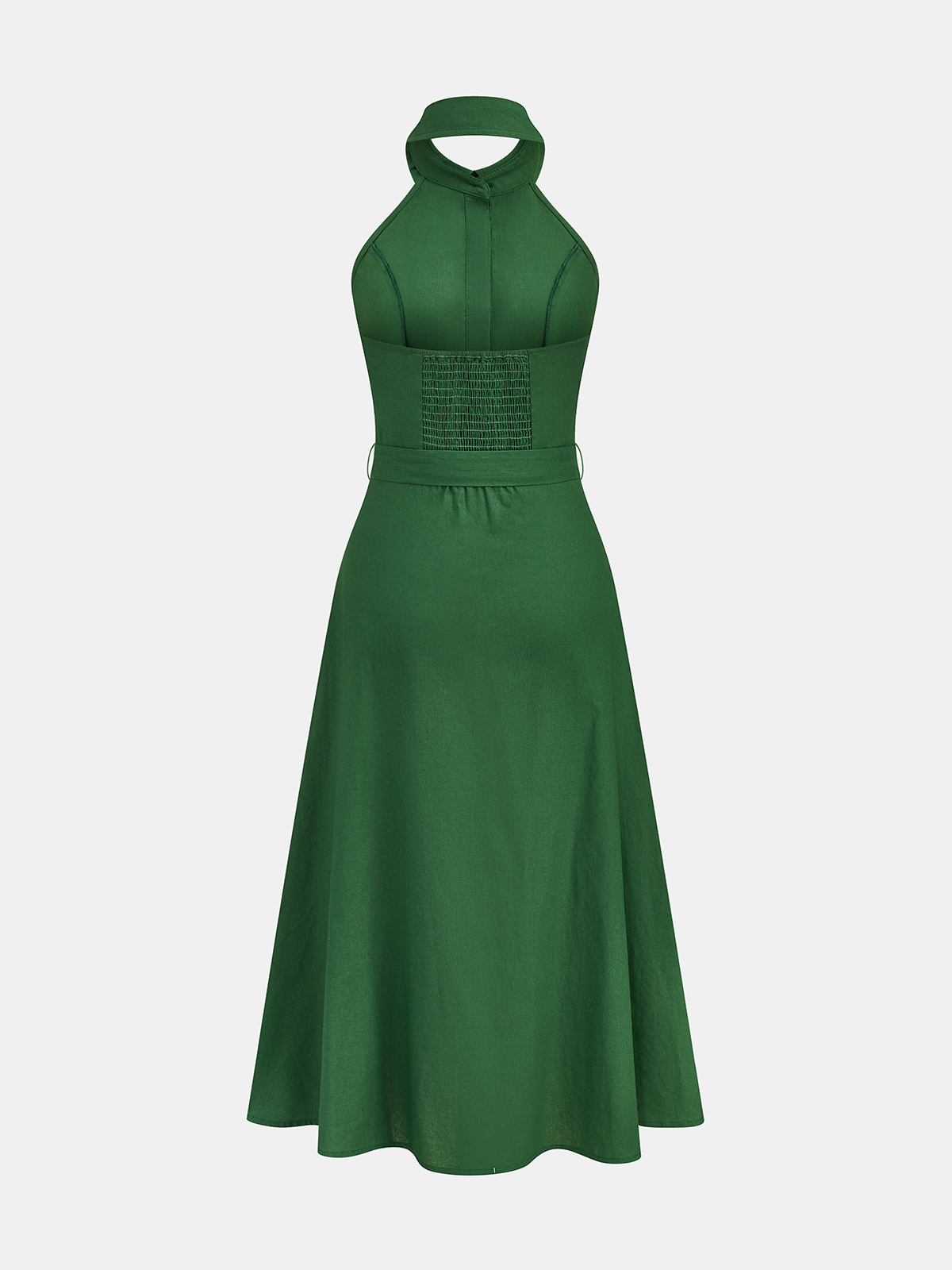 Robe longue sans manches en coton et lin avec ceinture