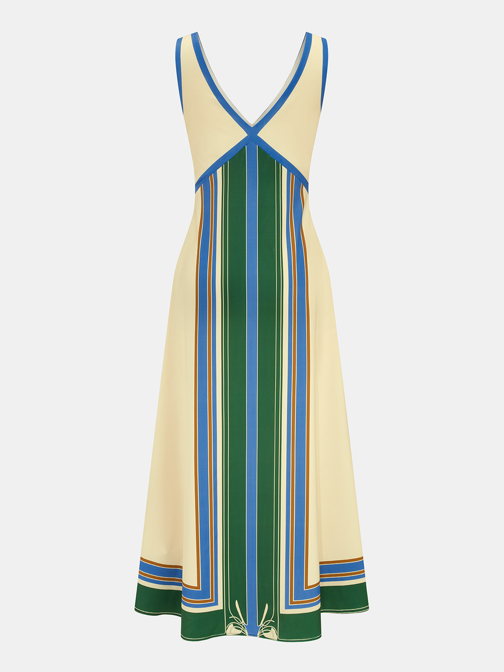 Maxikleid ohne Ärmel mit V-Ausschnitt und geometrischem Muster