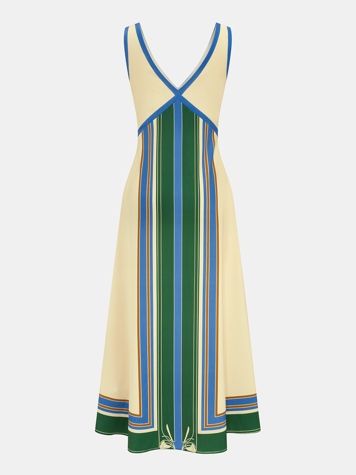 Maxikleid ohne Ärmel mit V-Ausschnitt und geometrischem Muster