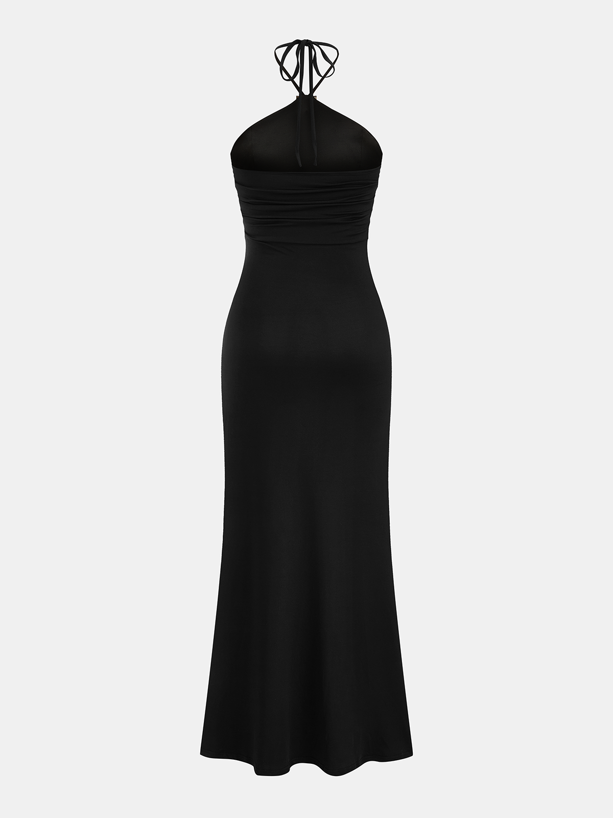 Neckholder-Maxikleid mit Raffungen und Verzierungen