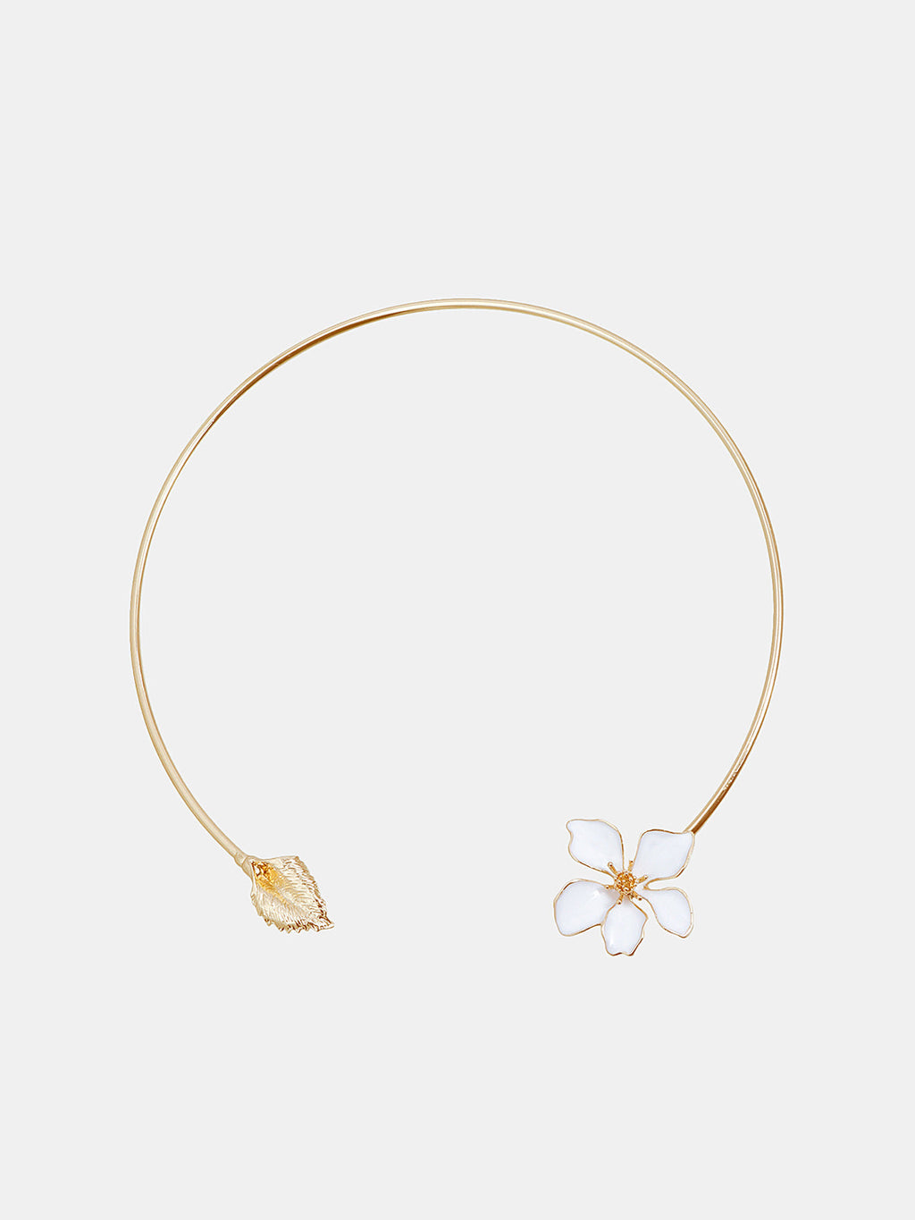 Emaille Blume Blatt Offene Halskette