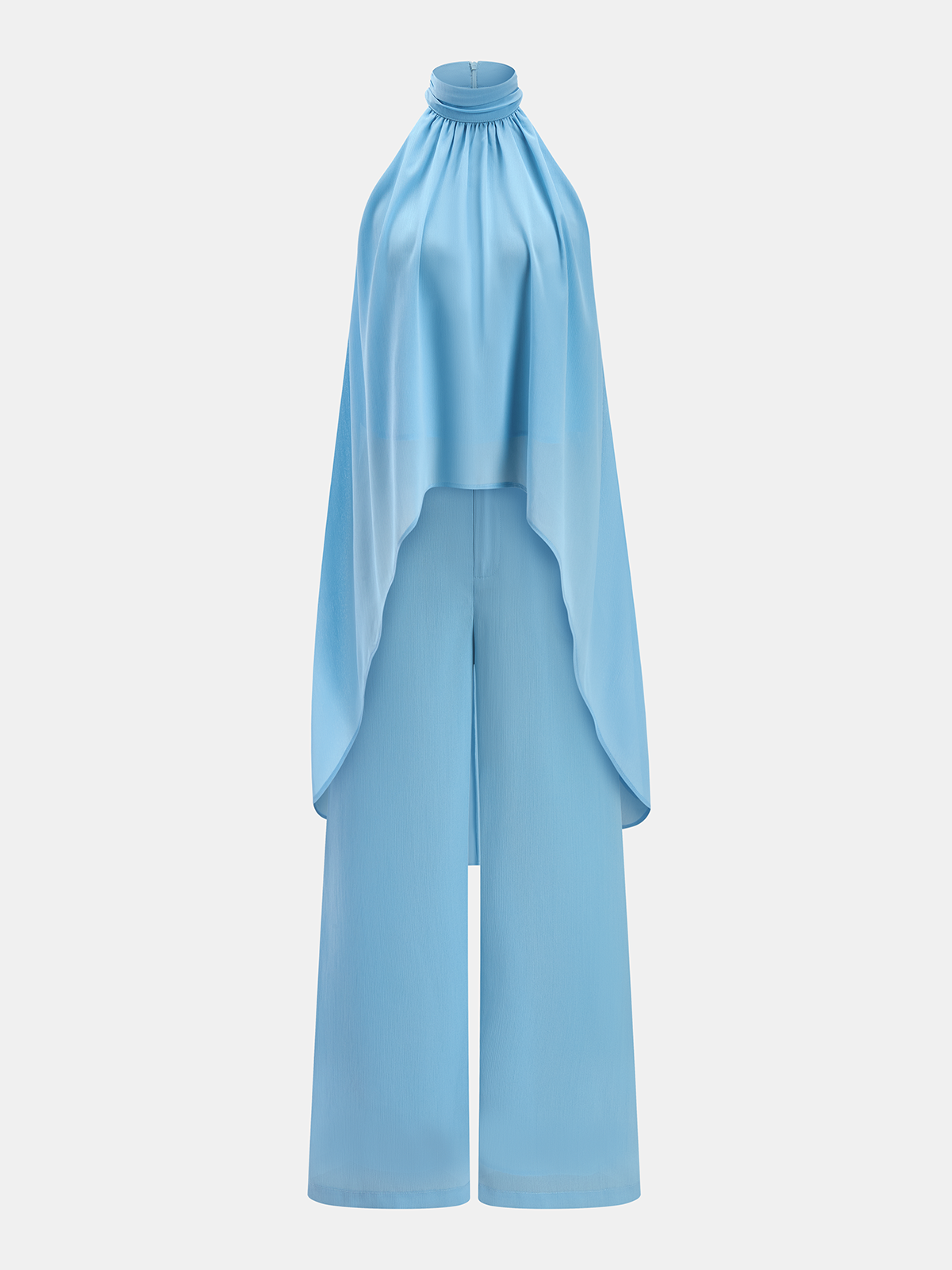 Fließendes Chiffon-Set aus ärmellosem Oberteil und Hose