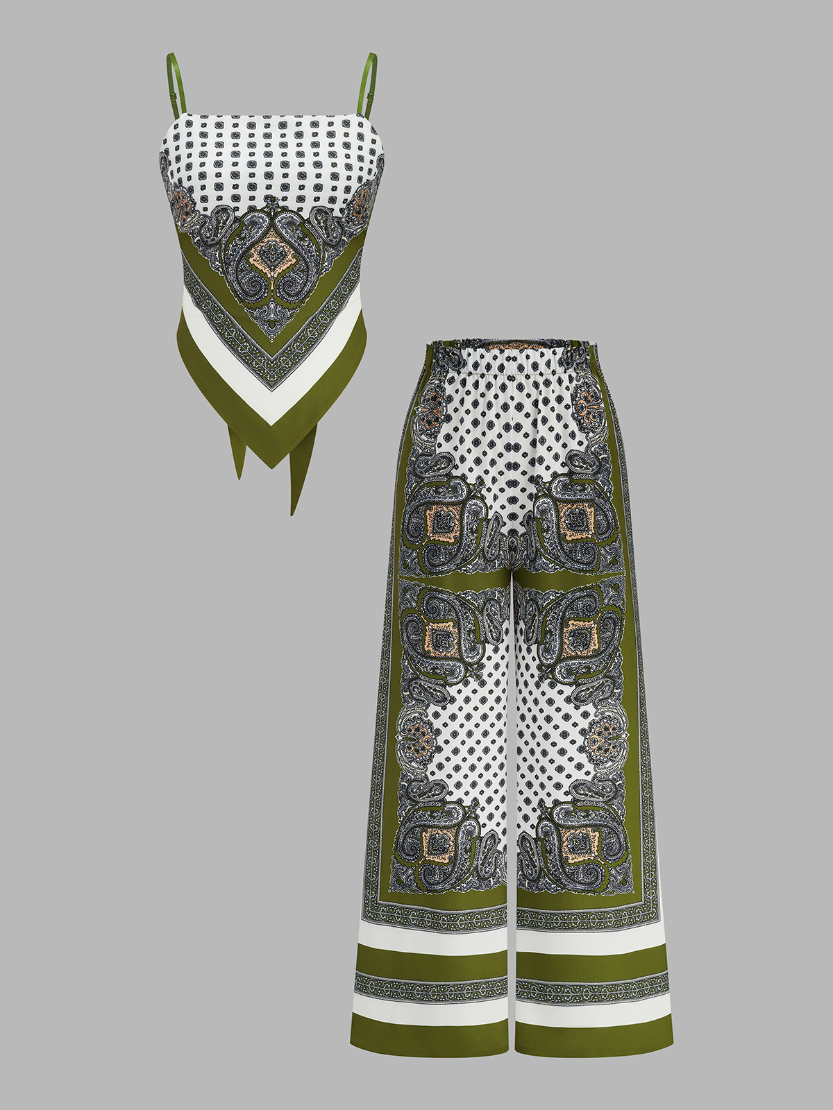 Ensemble caraco et pantalon imprimé cachemire