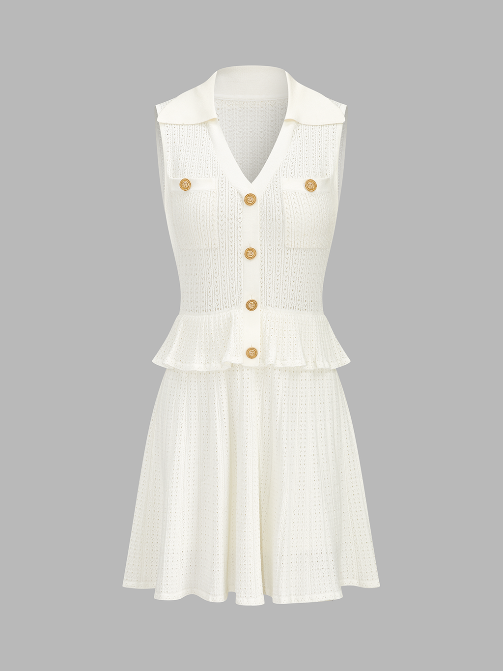 Eyelet Knit Peplum Top & Mini Skirt Set
