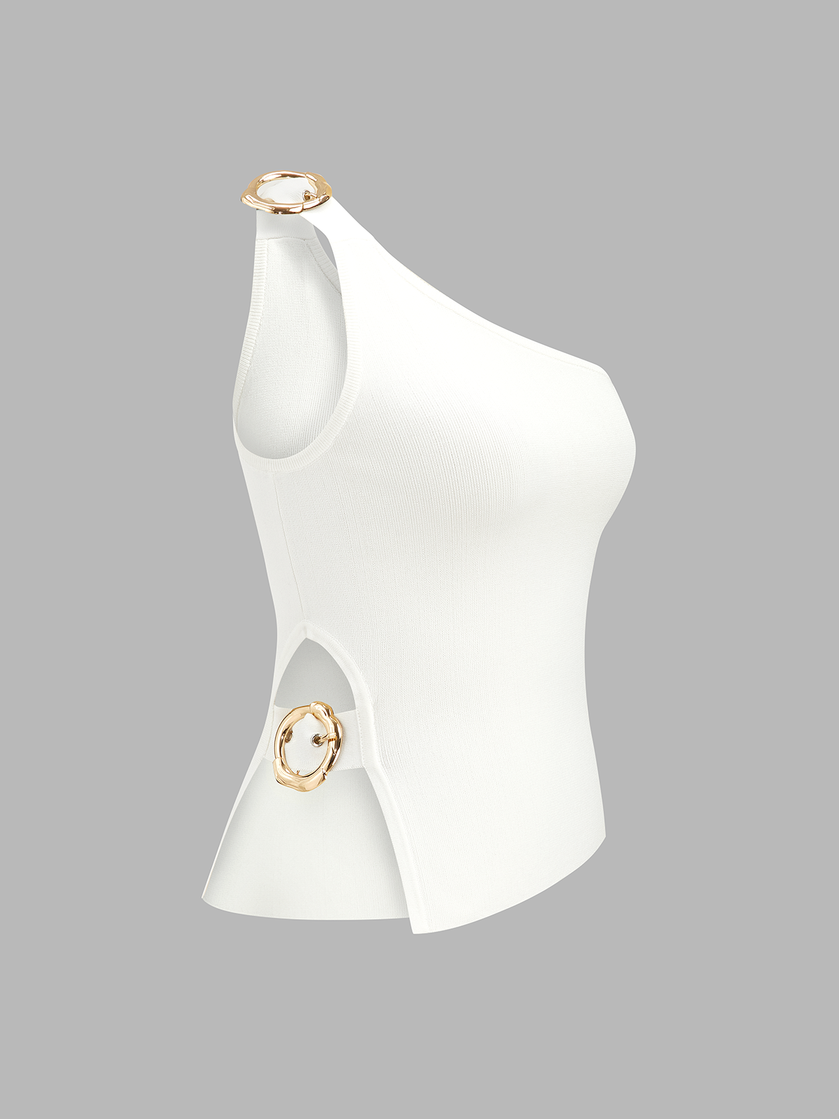 One-Shoulder-Tanktop mit Cut-Out und Schnalle