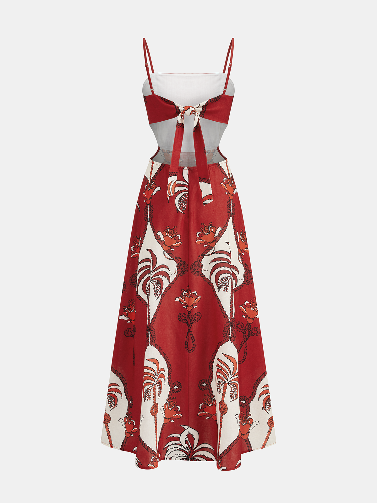 Maxikleid mit tropischem Print und Cut-Outs