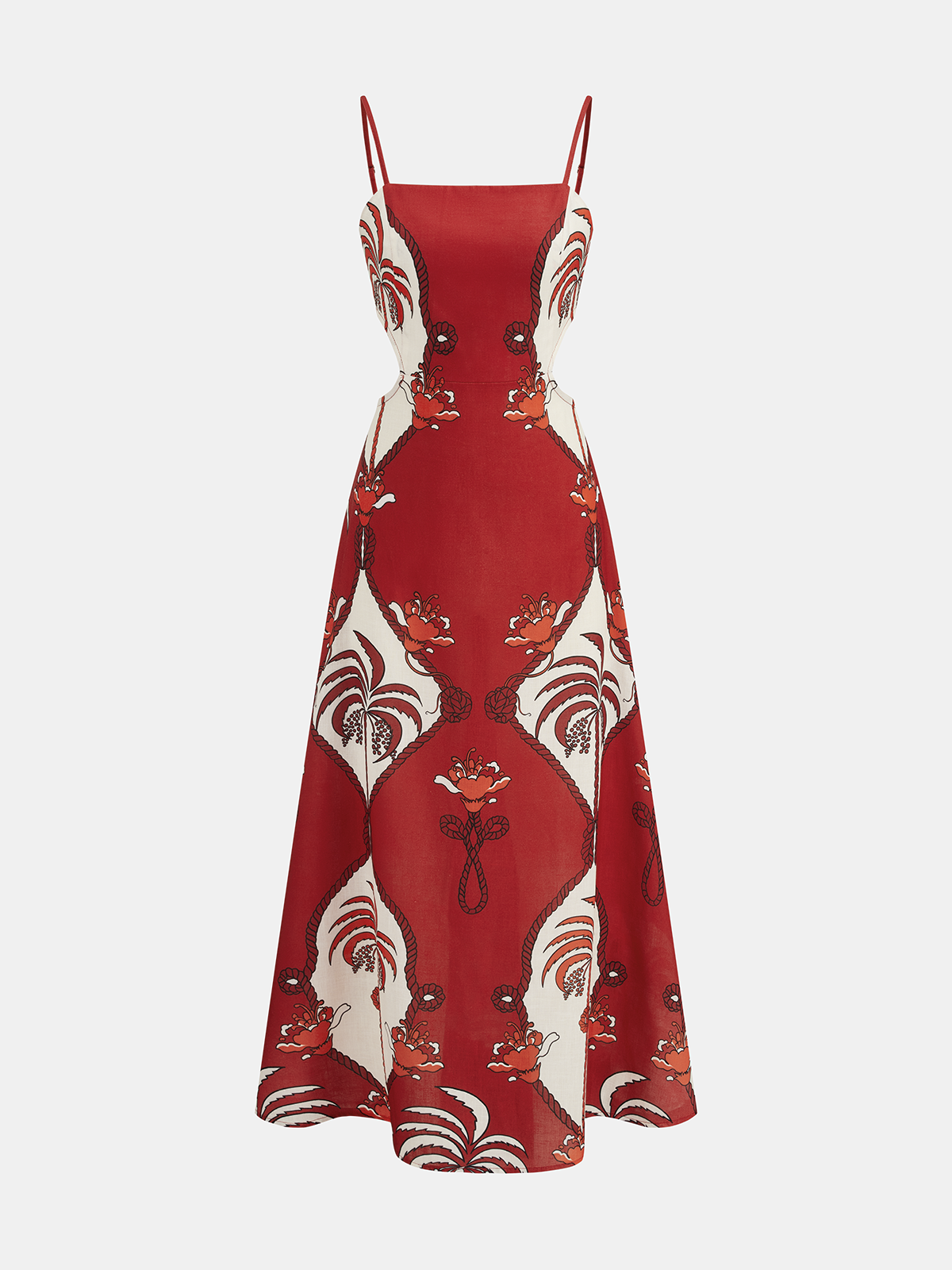 Maxikleid mit tropischem Print und Cut-Outs