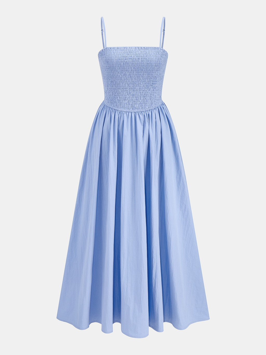 Robe longue caraco smockée en mélange de coton