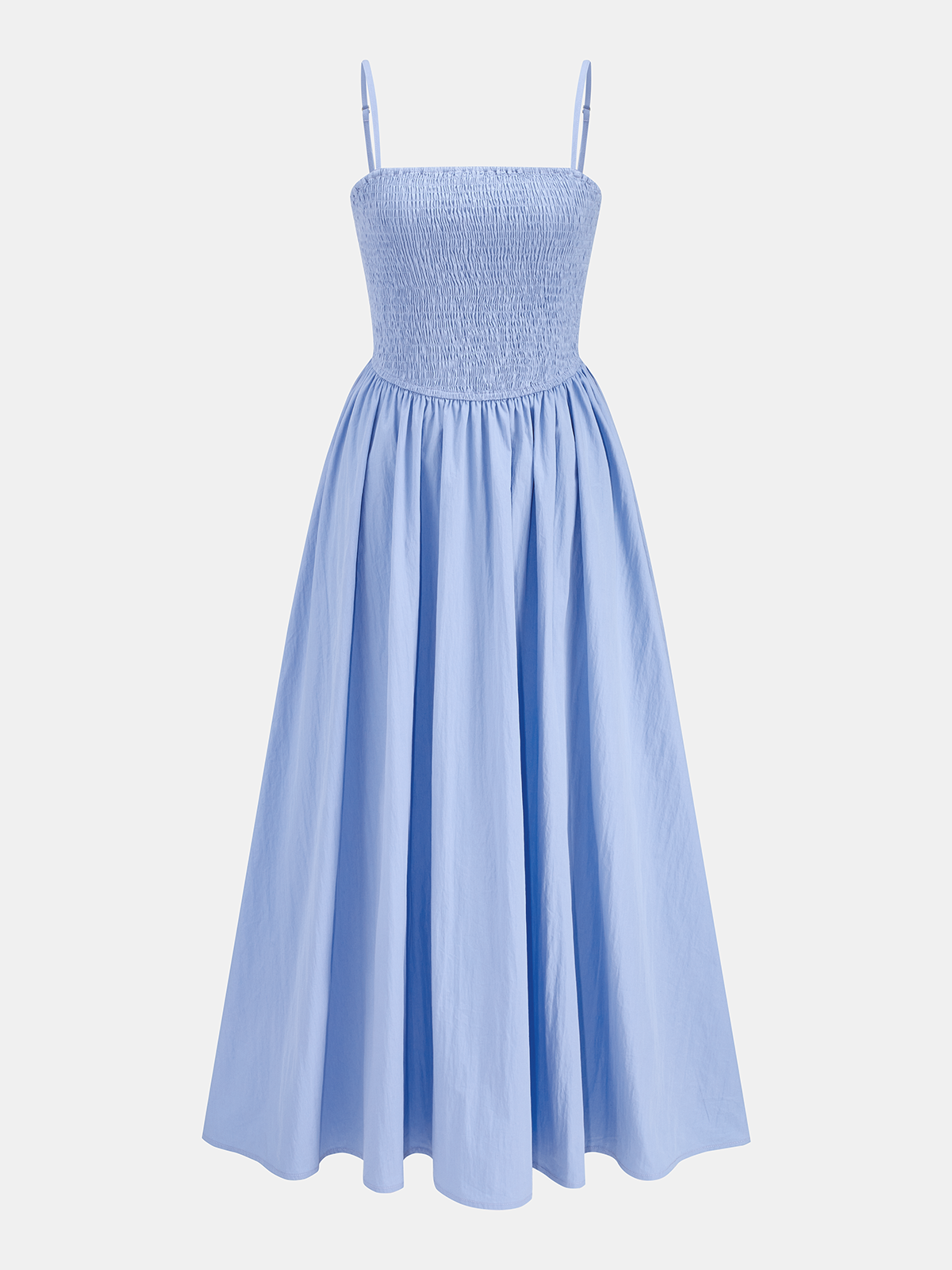 Robe longue caraco smockée en mélange de coton